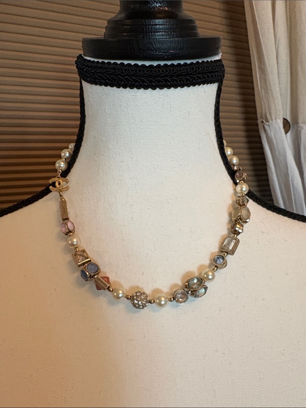 Authentic Chanel vintage Pearl and Crystal Multi-stone Necklace